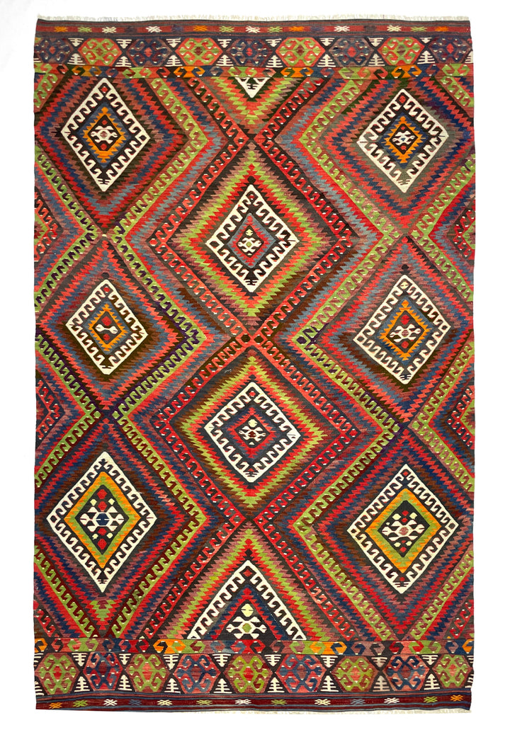 Vintage Fethiye Large Kilim Rug 160 cm x 260 cm (5’2” FT X 8’5” FT) - 0030008