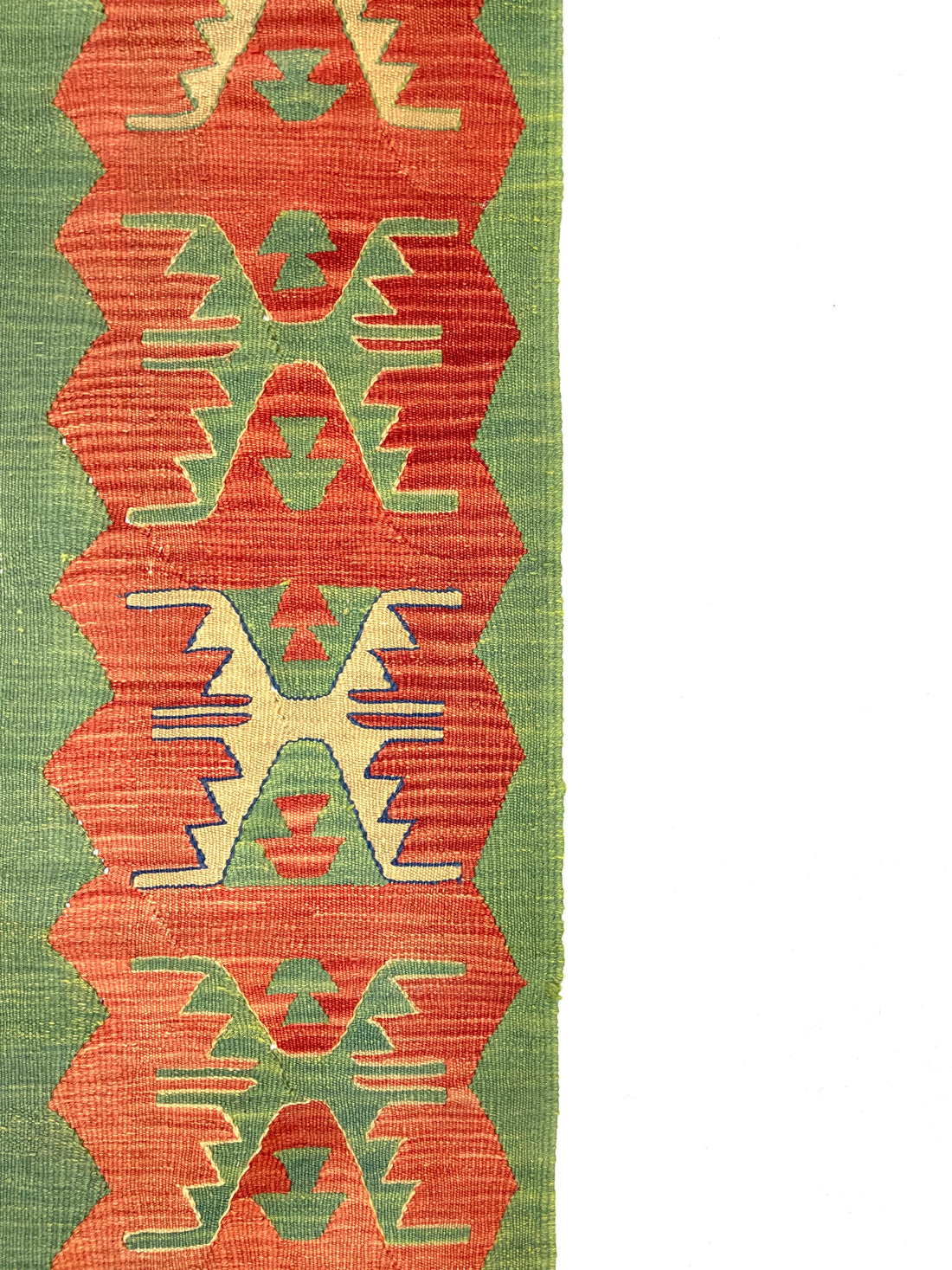 Vintage Green, Red Handwoven Kilim Rug 173 cm x 233 cm (5’7” FT X 7’6” FT) -  0020022