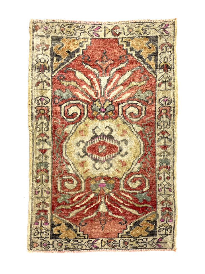 Vintage Hand-Knotted Small Turkish Rug 48 cm x 76 cm (1'5" FT X 2'5” FT) - Y010062