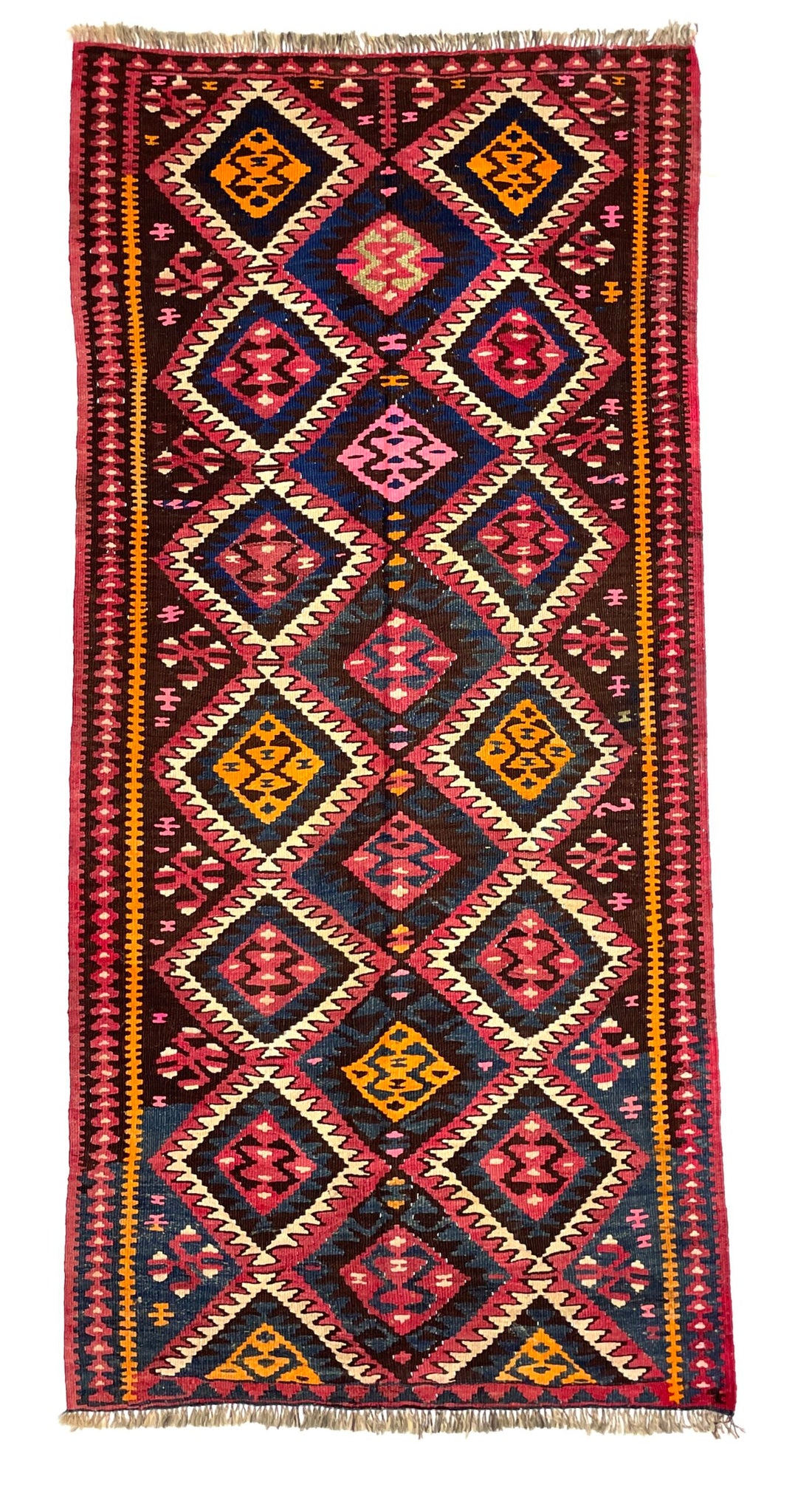 Vintage Kurdish Kilim Rug 110 cm x 230 cm (3’6” FT X 7’6” FT) - 0020015