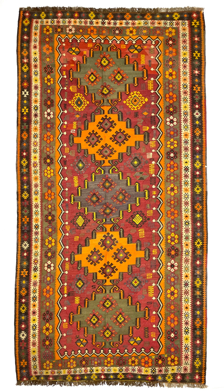 Vintage Large Kars Kilim Rug 146 cm x 314 cm (4’8” FT X 10’3” FT) - 0030006