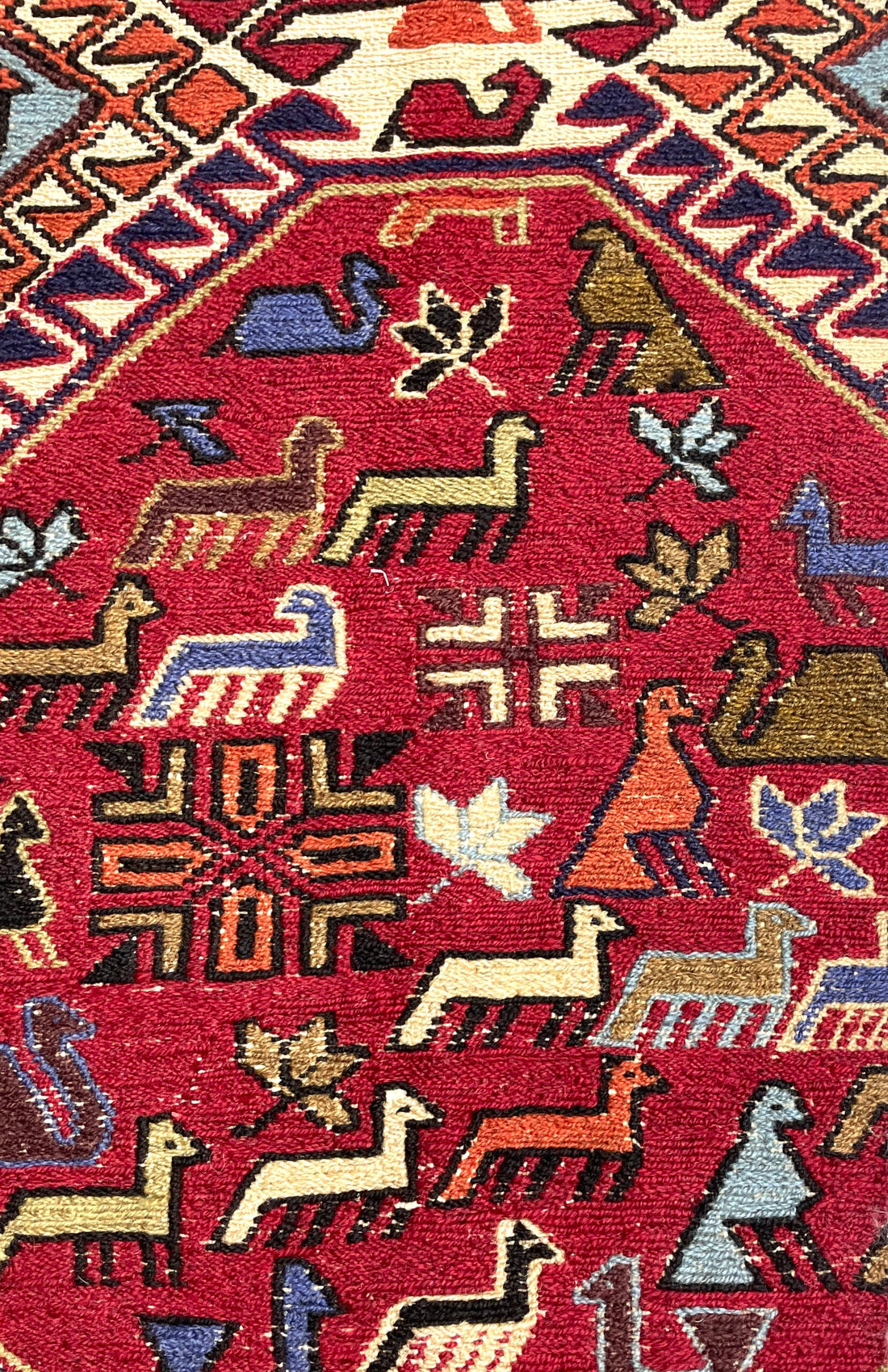 Vintage Persian Soumak Kilim Rug 114 cm x 200 cm (3’7” FT X 6’5” FT) -  0020016