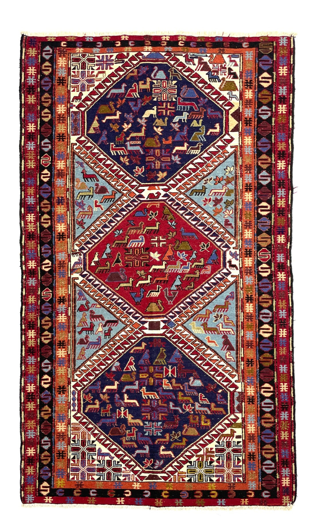 Vintage Persian Soumak Kilim Rug 114 cm x 200 cm (3’7” FT X 6’5” FT) -  0020016