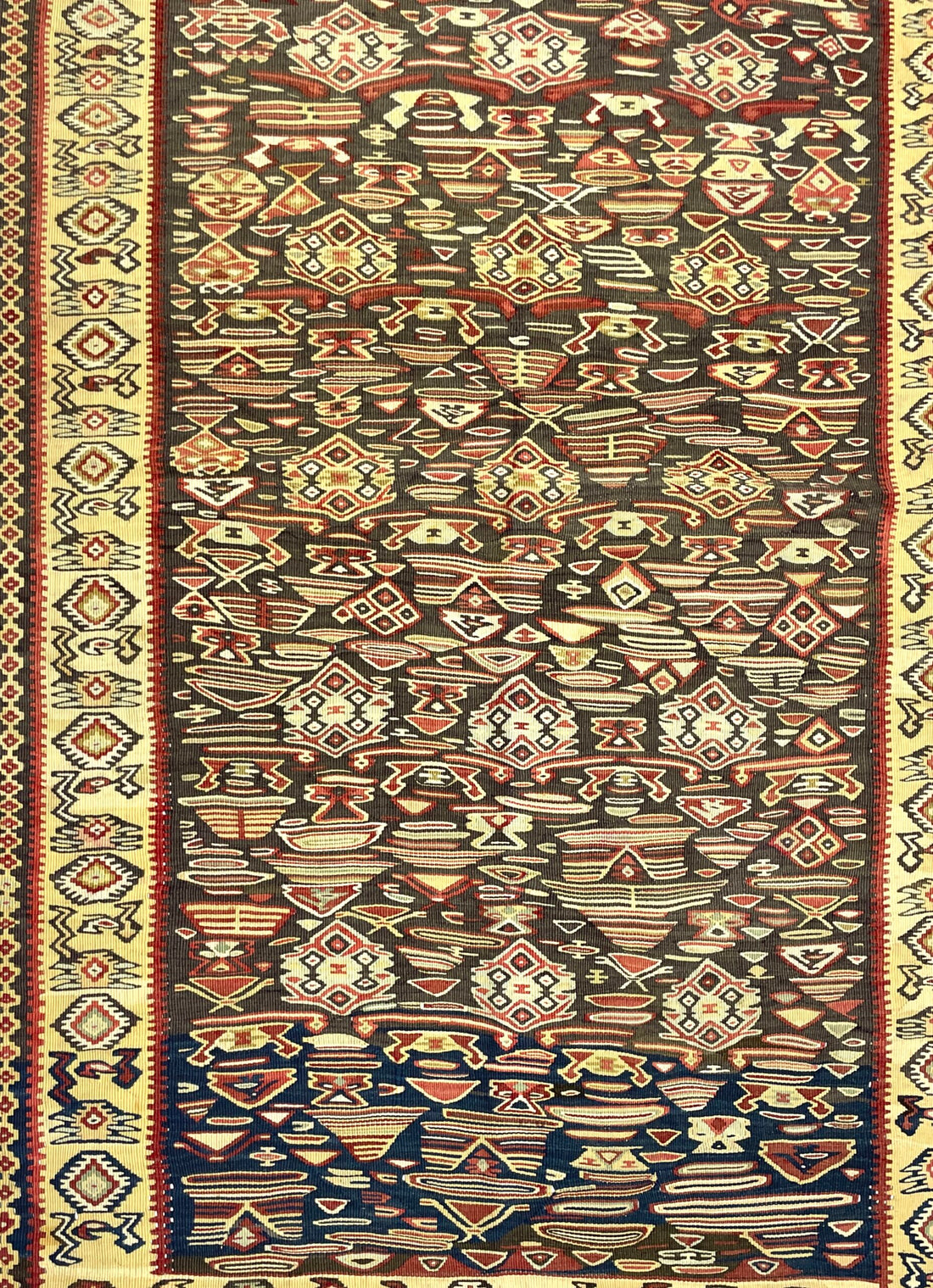 Vintage Senneh Kilim Rug 114 cm x 187 cm (3’7” FT X 6’1” FT) - 0020021