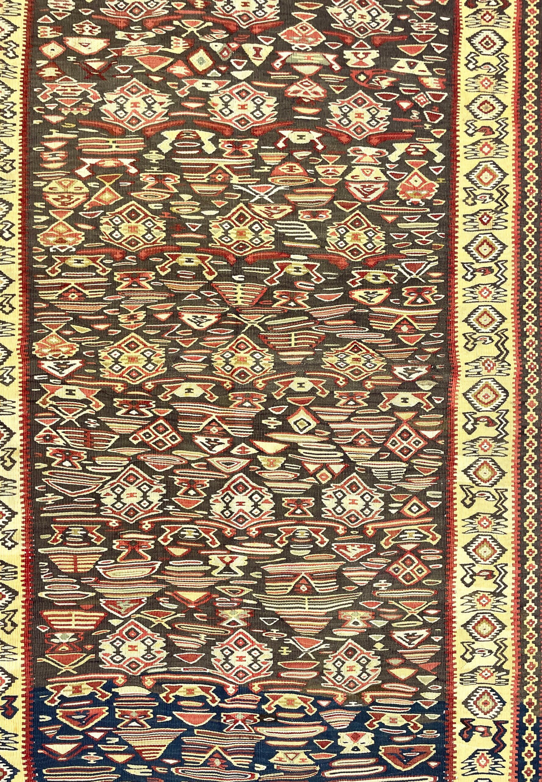 Vintage Senneh Kilim Rug 114 cm x 187 cm (3’7” FT X 6’1” FT) - 0020021