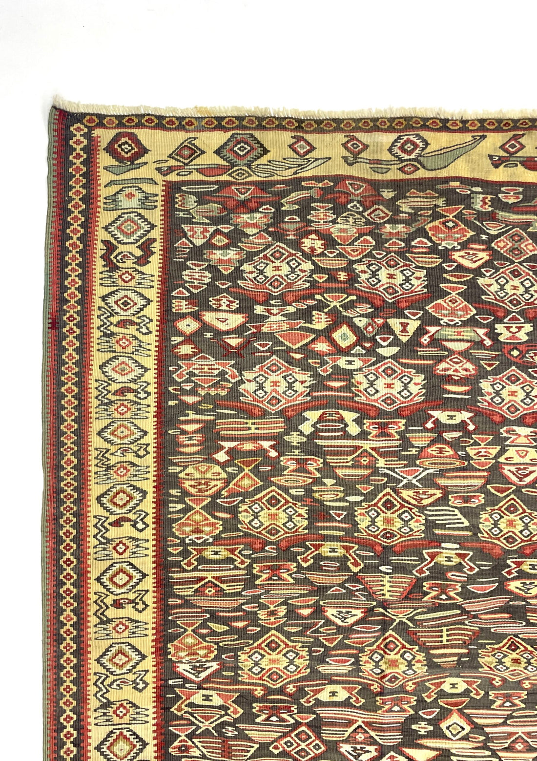 Vintage Senneh Kilim Rug 114 cm x 187 cm (3’7” FT X 6’1” FT) - 0020021