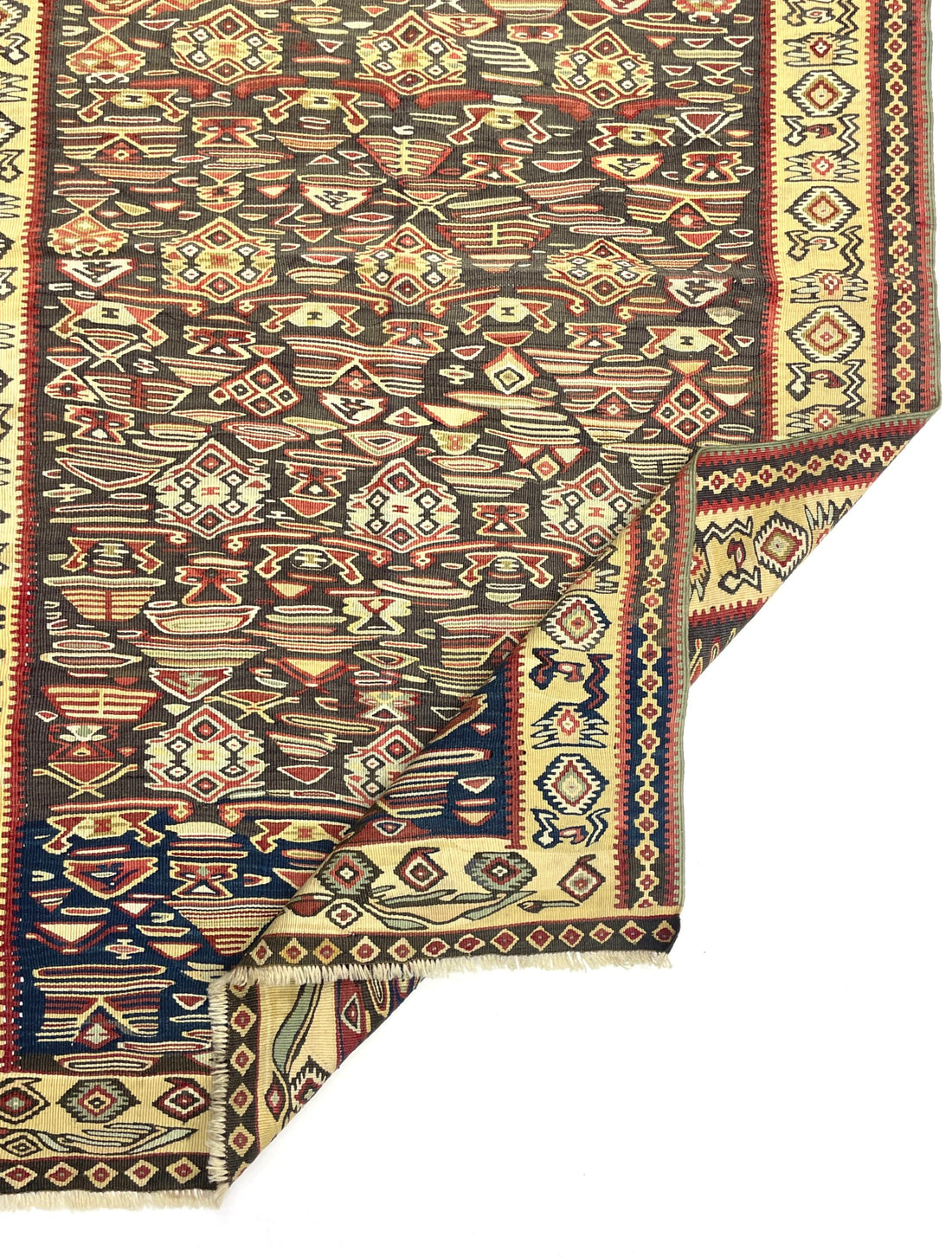 Vintage Senneh Kilim Rug 114 cm x 187 cm (3’7” FT X 6’1” FT) - 0020021