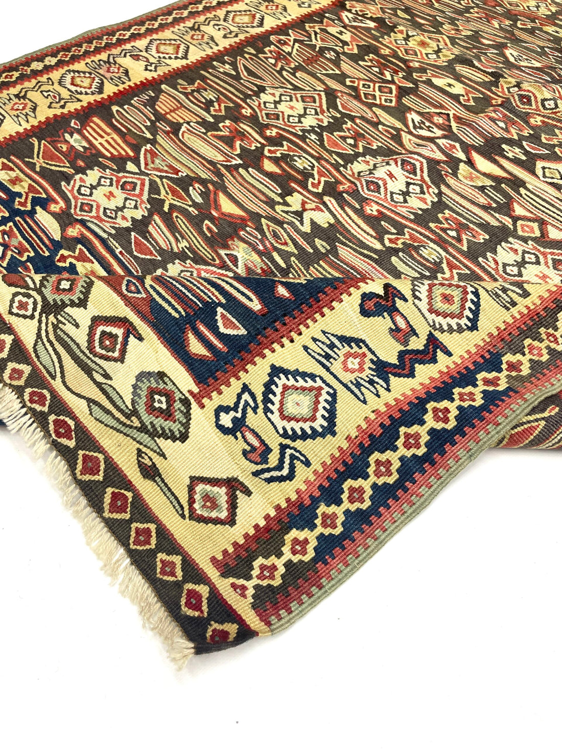 Vintage Senneh Kilim Rug 114 cm x 187 cm (3’7” FT X 6’1” FT) - 0020021