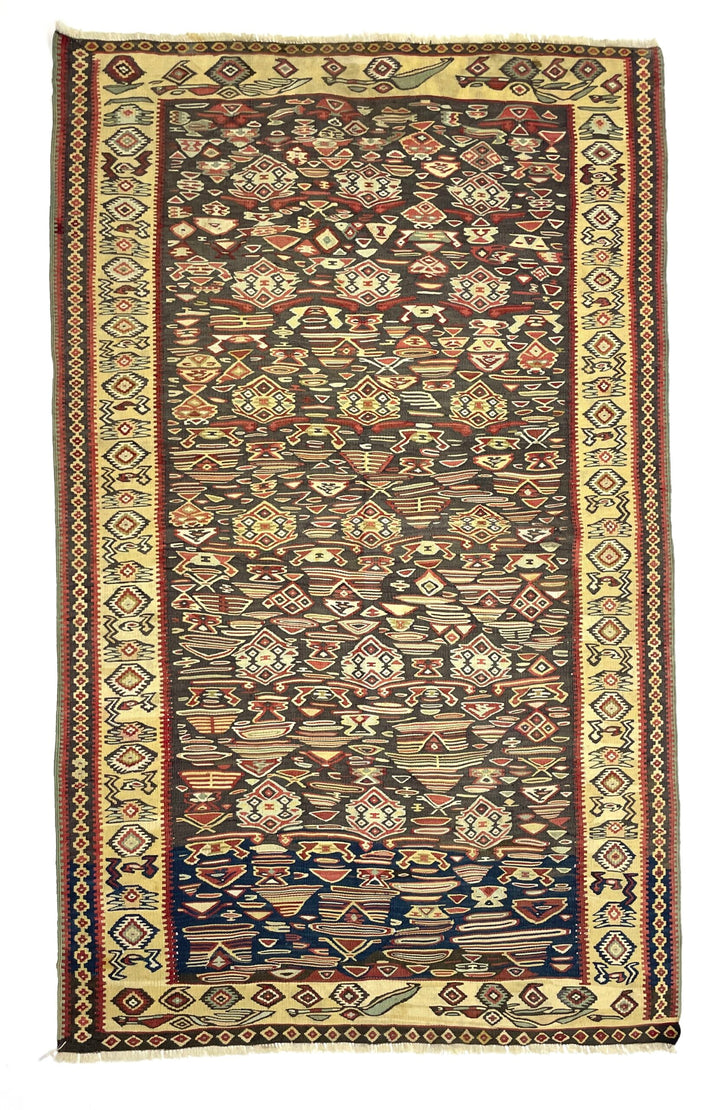 Vintage Senneh Kilim Rug 114 cm x 187 cm (3’7” FT X 6’1” FT) - 0020021