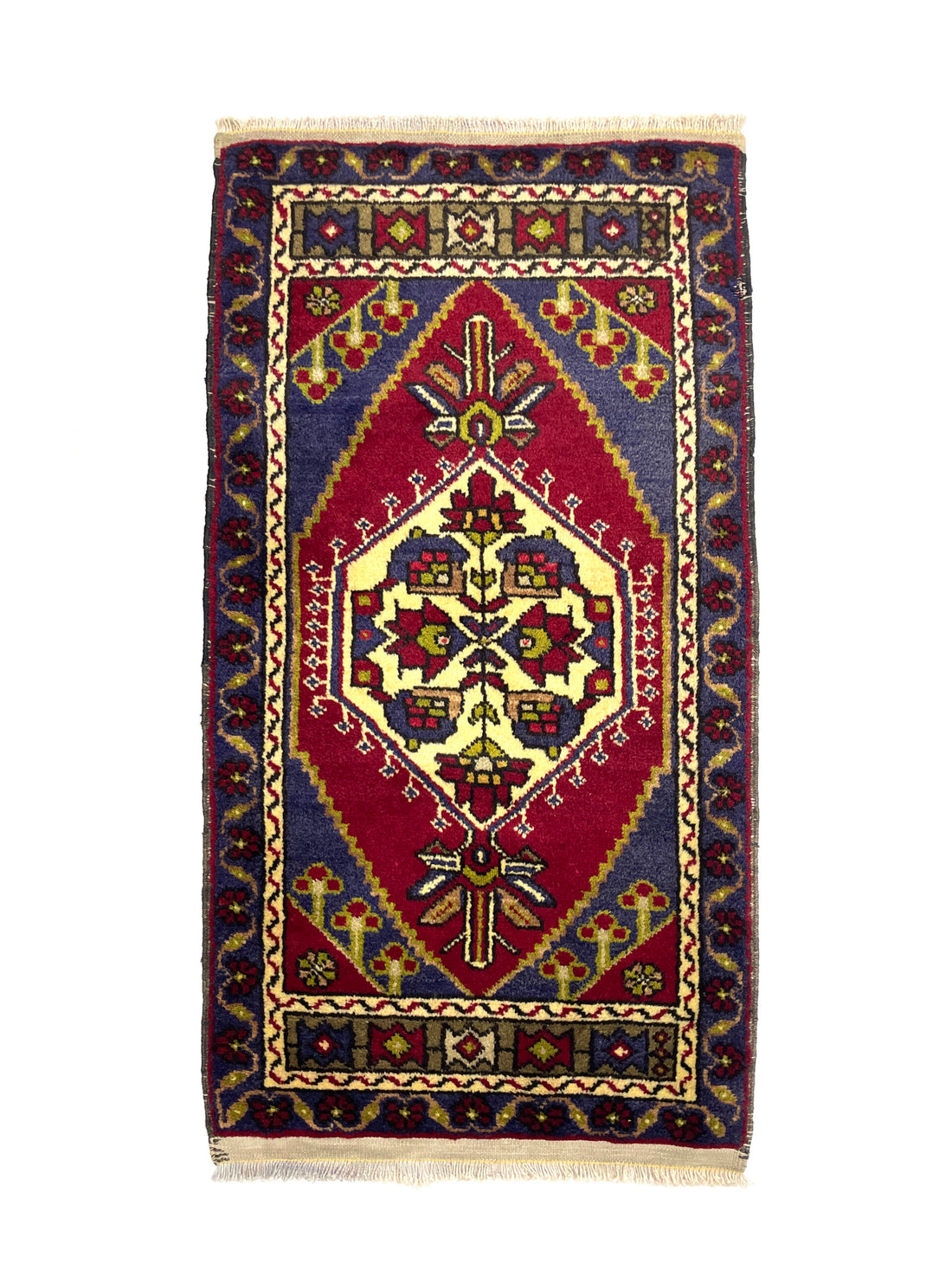 Vintage Turkish Hand-Knotted Rug 55 Cm X 105 Cm (1’8″ FT X 3’5″ FT) – Y010043