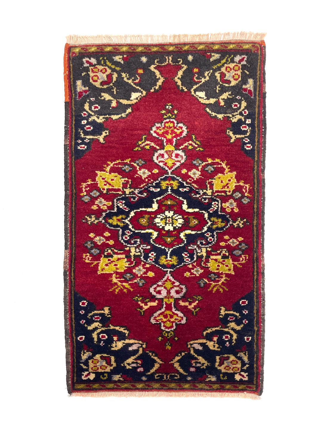 Vintage Turkish Hand-Knotted Rug 55 Cm X 92 Cm (1’7″ FT X 3 FT) – Y010042