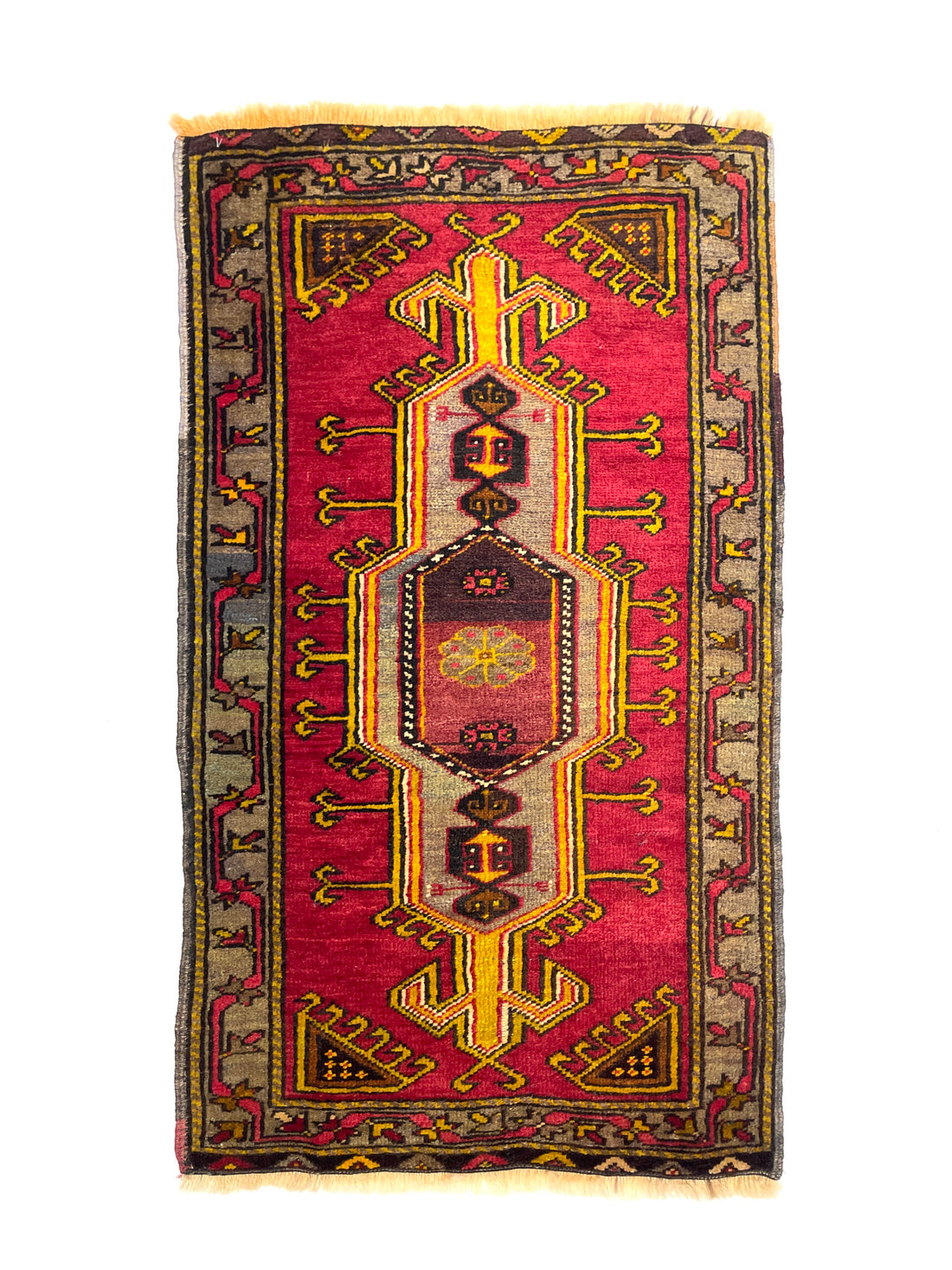 Vintage Turkish Hand-Knotted Rug 57 Cm X 103 Cm (1’9″ FT X 3’4″ FT) – Y010045