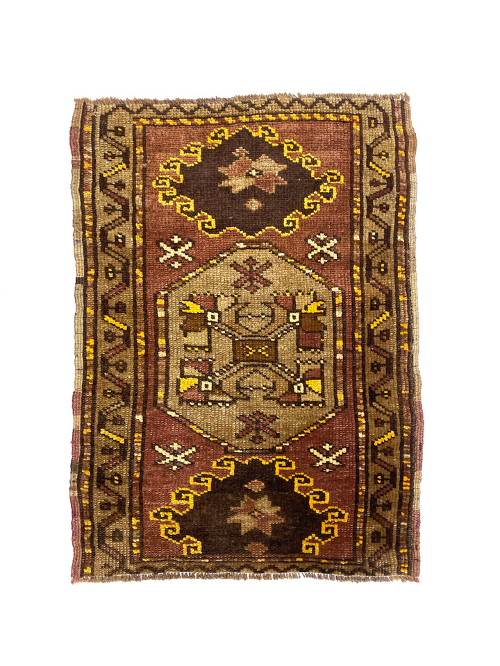 Vintage Turkish Hand-Knotted Rug 60 Cm X 83 Cm (2 FT X 2'7" FT) – Y010037