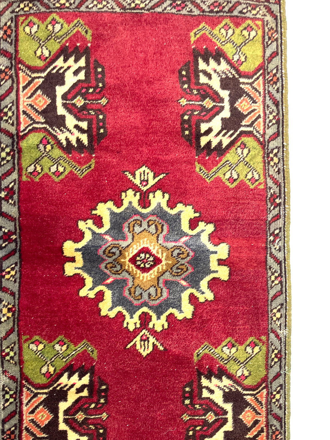 Vintage Turkish Small Hand-Knotted Rug 56 Cm X 117 Cm (1’8″ FT X 3’8″ FT) – Y010049